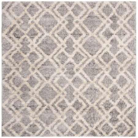 Safavieh 8 x 8 ft. Berber Shag 200 Power Loomed Square Area Rug; Grey & Cream BER213G-8SQ